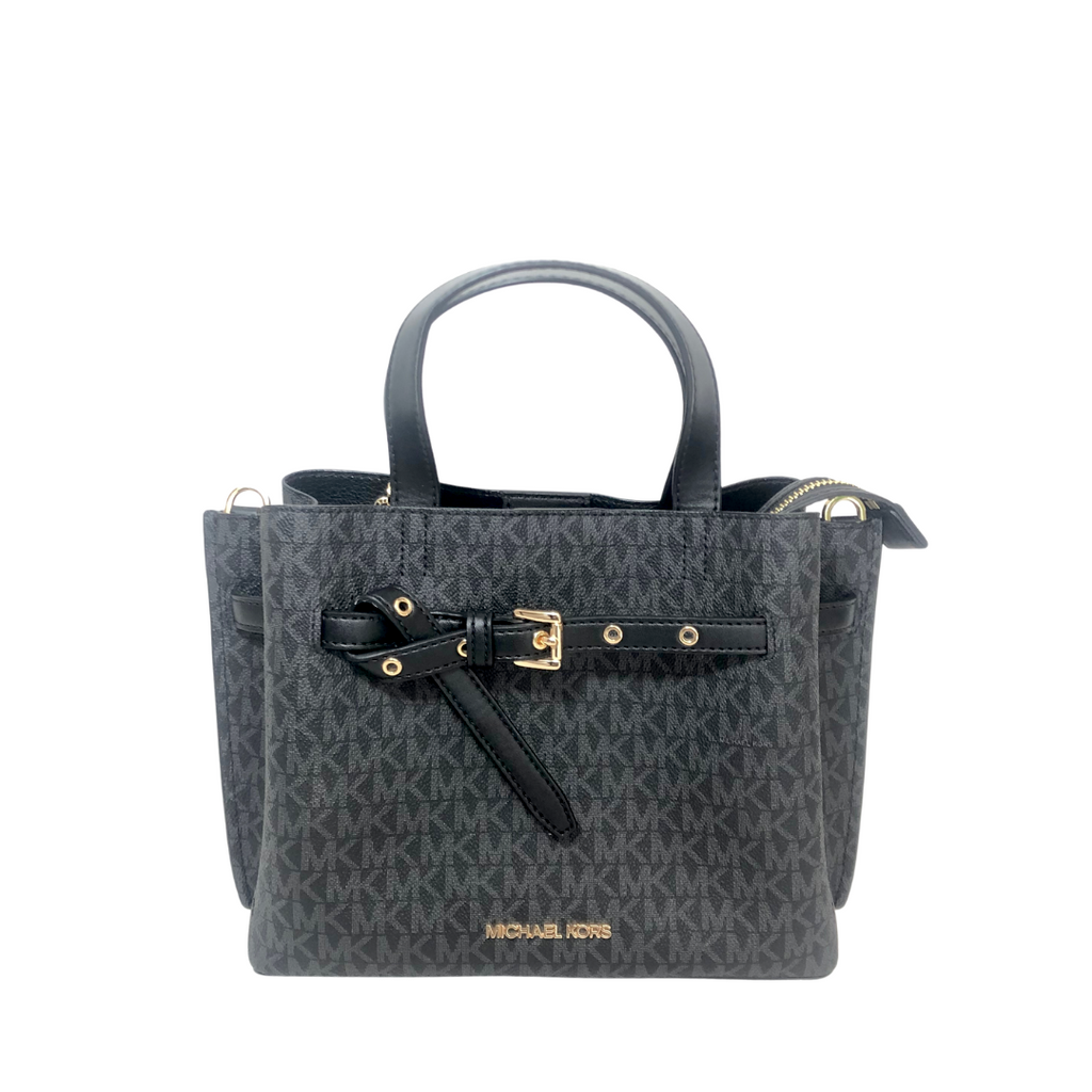 Michael Kors 'Emelia' Black Monogram Small Satchel | Brand New |