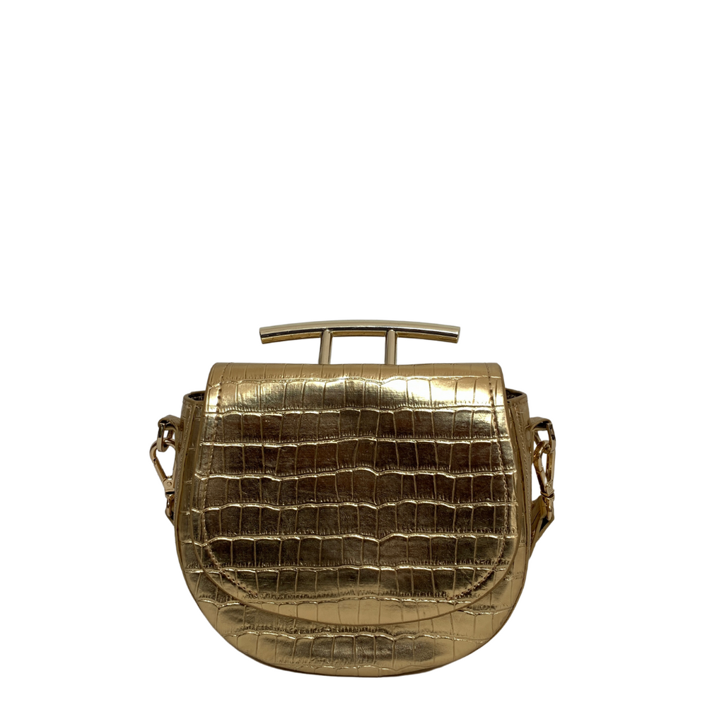 ZARA Gold Croc-embossed Shoulder Bag | Gently Used |