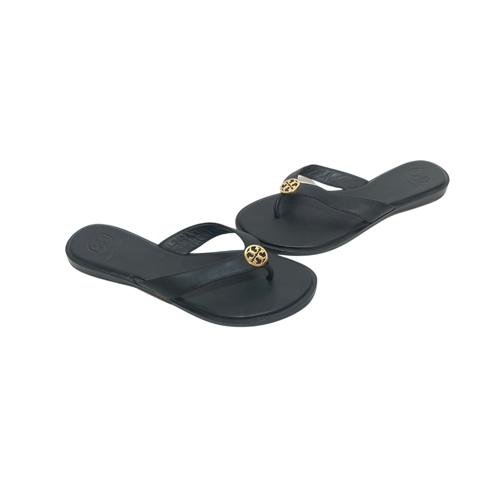 Tory Burch Black Leather 'Benton' Thong Sandals | Gently Used |