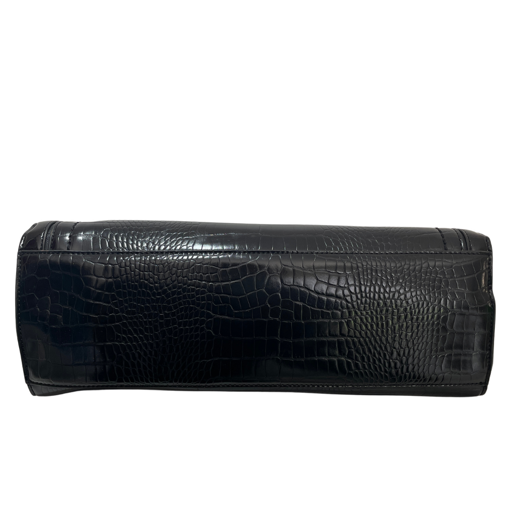 River Island Black Patent Croc Satchel | Gently Used |