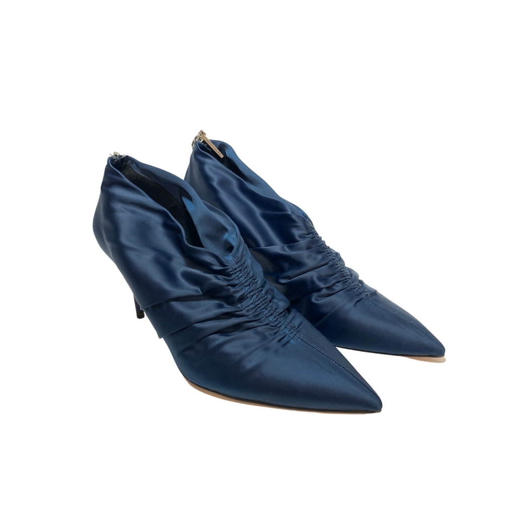 ZARA Blue Satin Ruche Pointed Pumps | Pre Loved |