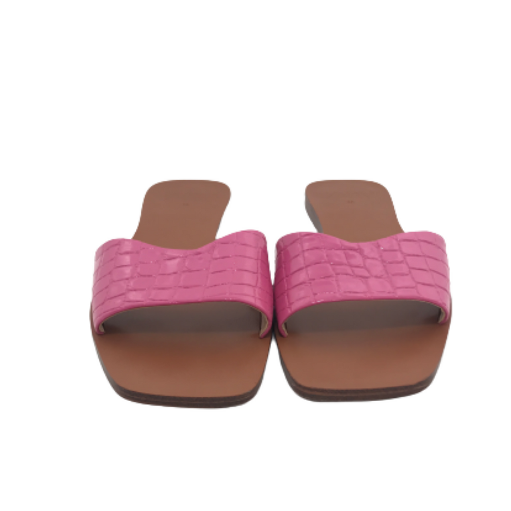 ZARA Pink Croc-print Slides | Gently Used |
