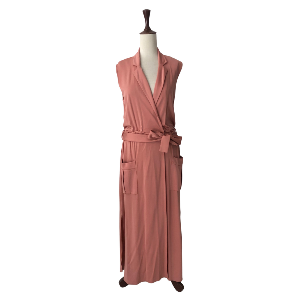 Mango Pink Sleeveless Collared Wrap Dress | Gently Used |