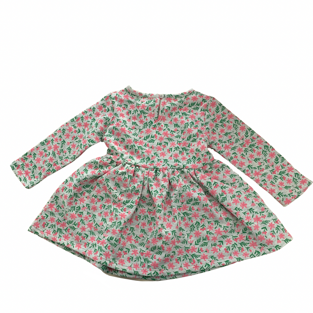 Koton Grey & Pink Floral Printed Dress (9 - 12 months) | Brand New |