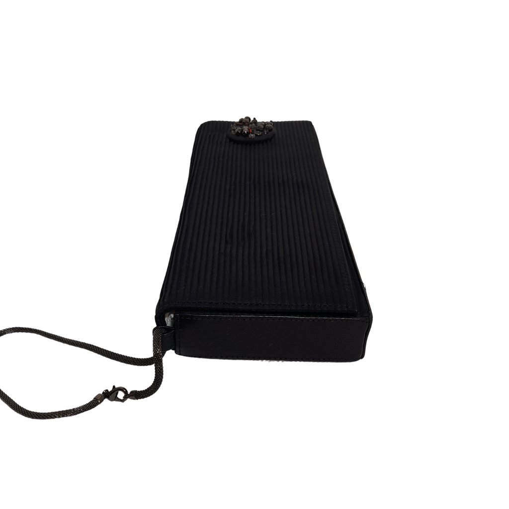 Kurt Geiger Black Pleated with Rhinestones Heels & Clutch Set | Pre Loved |