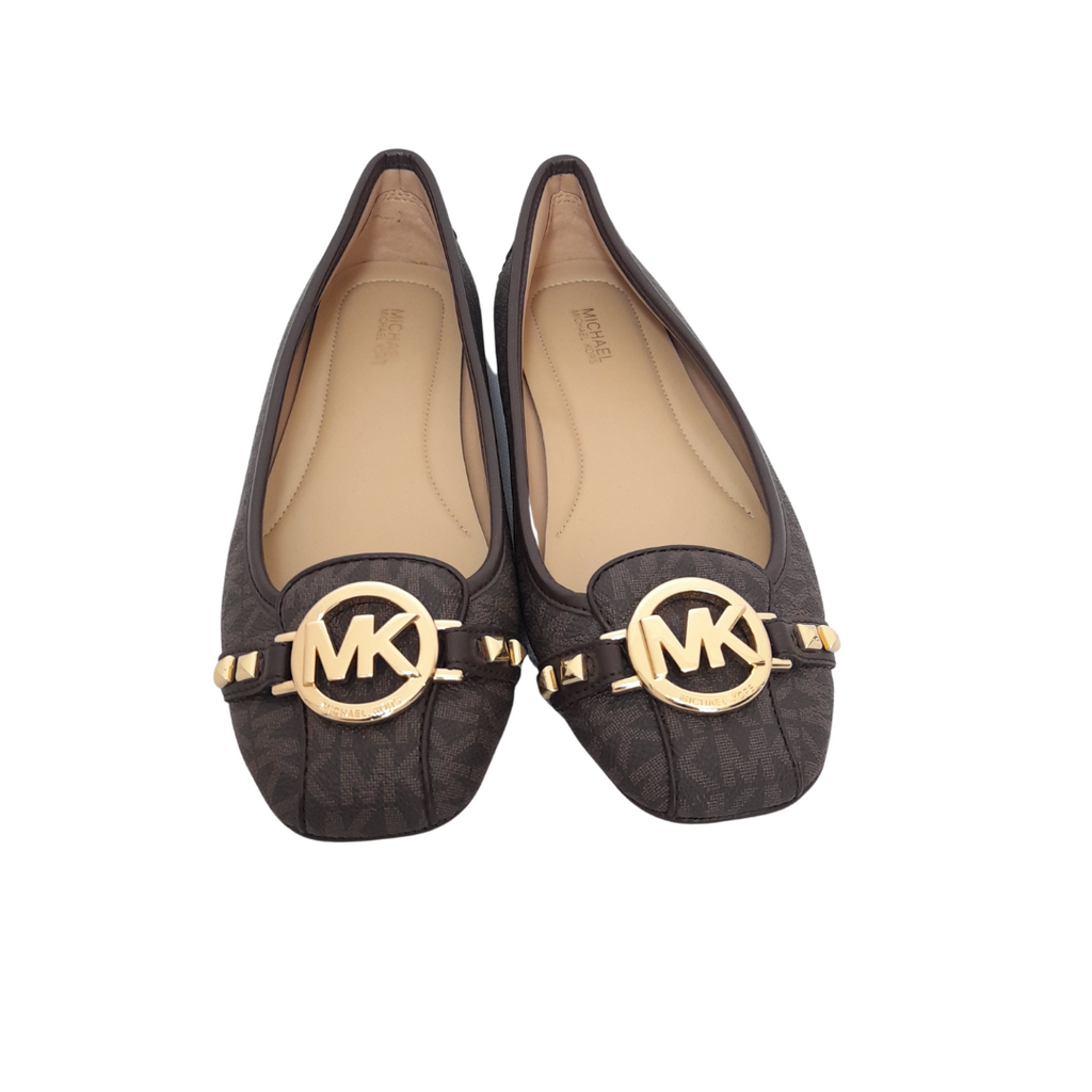 Michael Kors Brown Monogram Leather 'Fulton' Loafers | Like New |