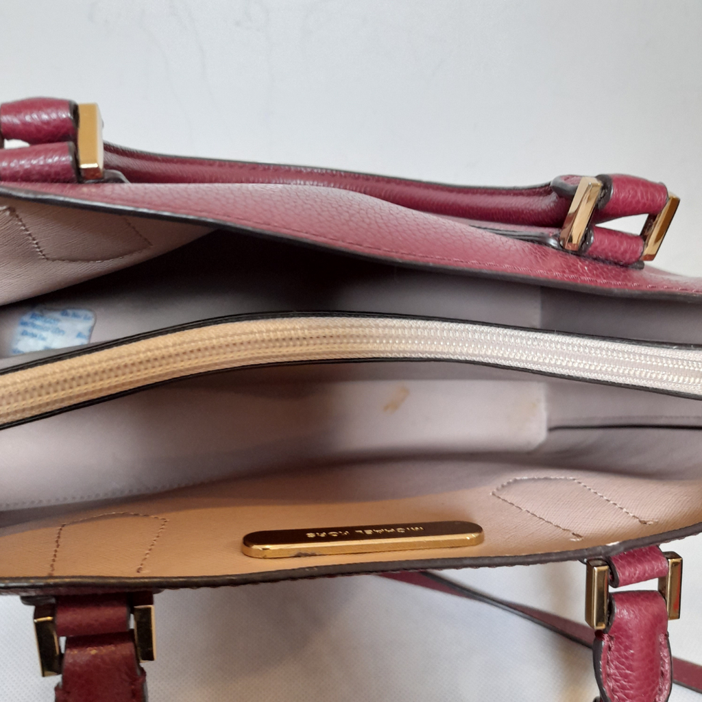 Michael Kors Maroon Pebbled Leather Mercer Satchel | Pre Loved |