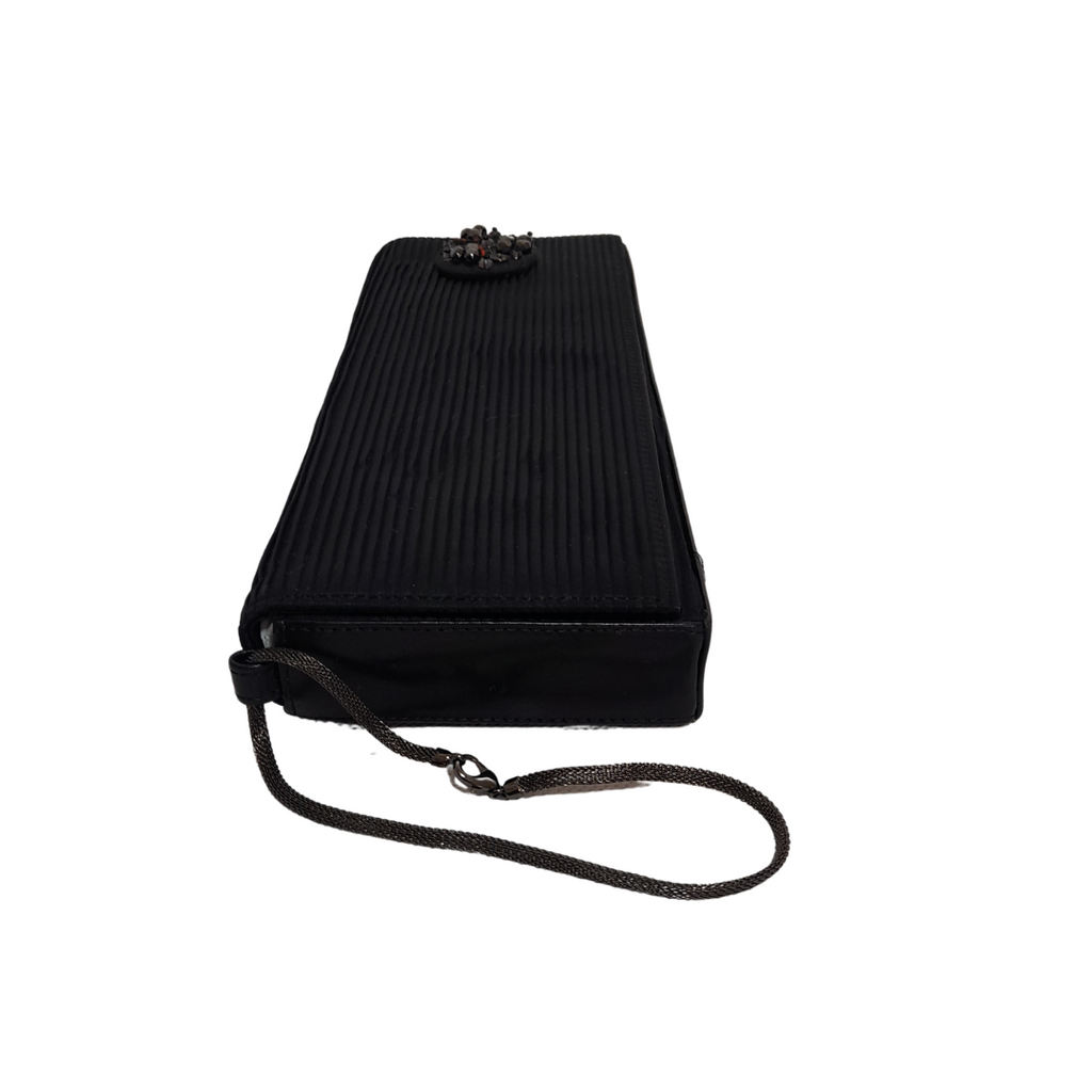 Kurt Geiger Black Pleated with Rhinestones Heels & Clutch Set | Pre Loved |