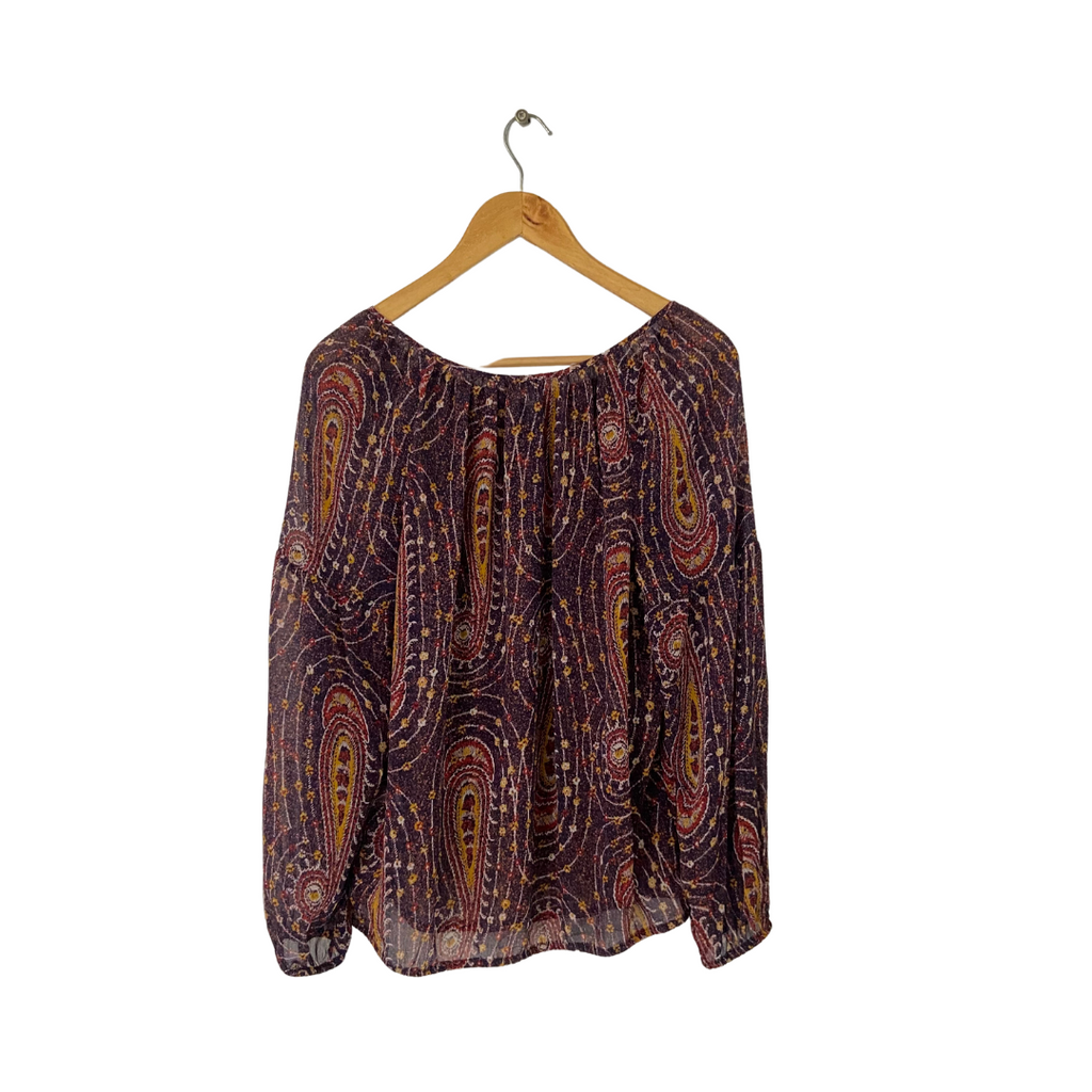 Lucky Brand Purple Printed Peasant Blouse | Gently Used |