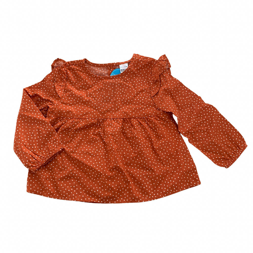 LC Waiki Orange Polka Dot Blouse (9 -12 months) | Brand New |