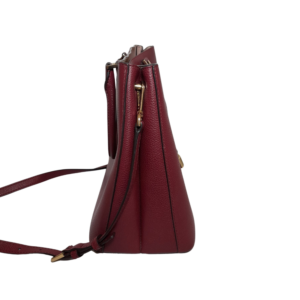 Michael Kors Maroon Pebbled Leather Mercer Satchel | Pre Loved |