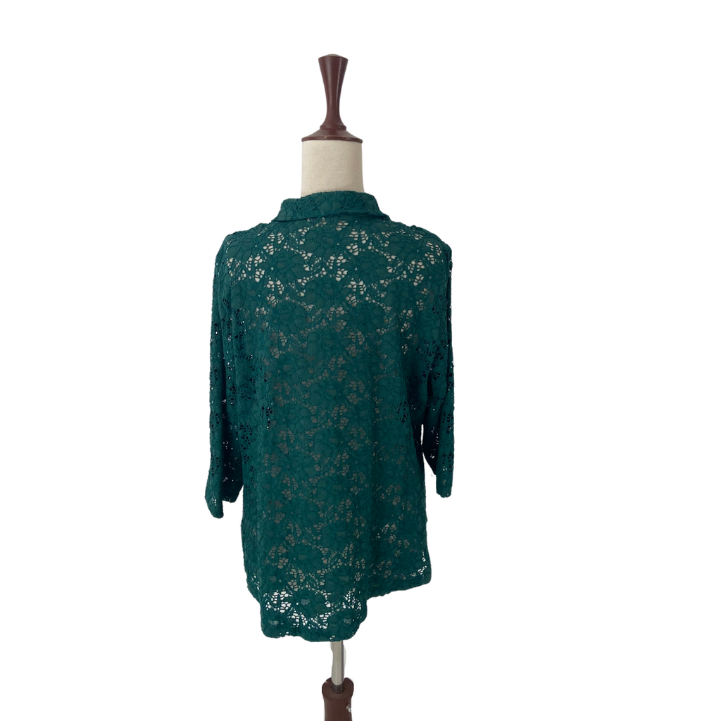Peter Han Green Lace Collared Shirt | Gently Used |