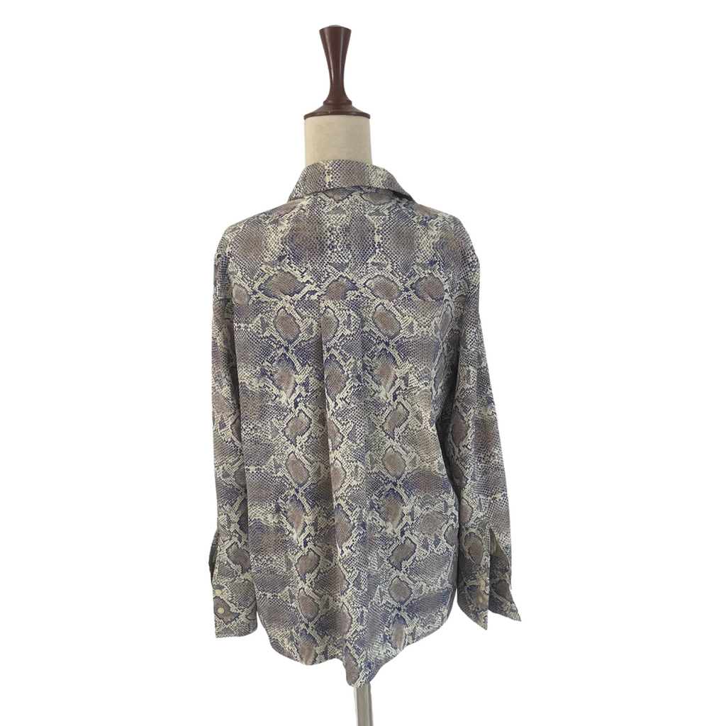 Mango Cream Snakeskin Print Collared Shirt | Gently Used |