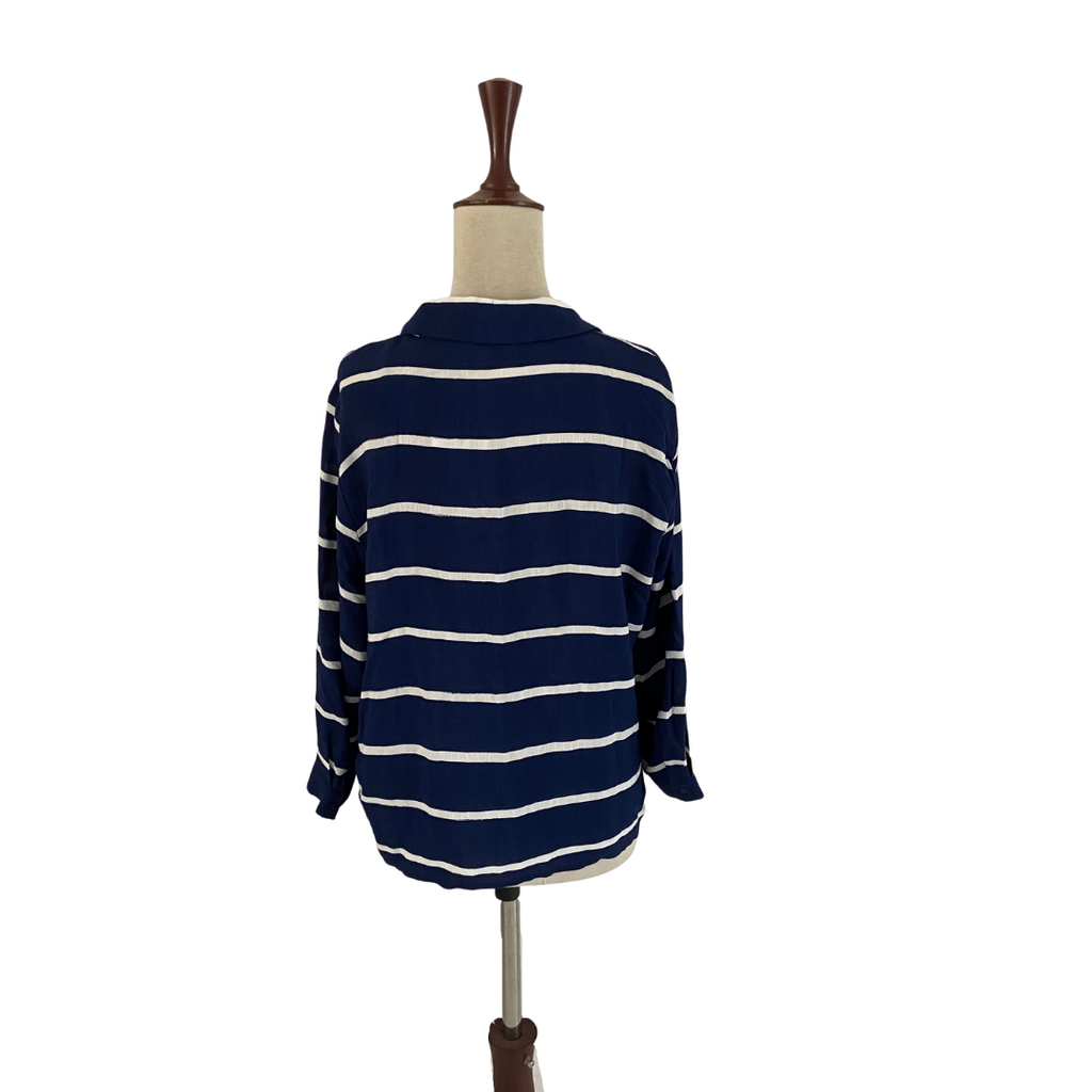 ZARA Navy Blue and White Striped Top | Brand New |