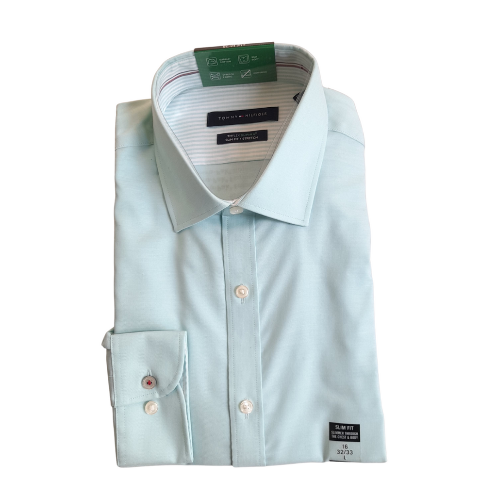 Tommy Hilfiger Slim-fit Men's Turquoise Shirt | Brand New |