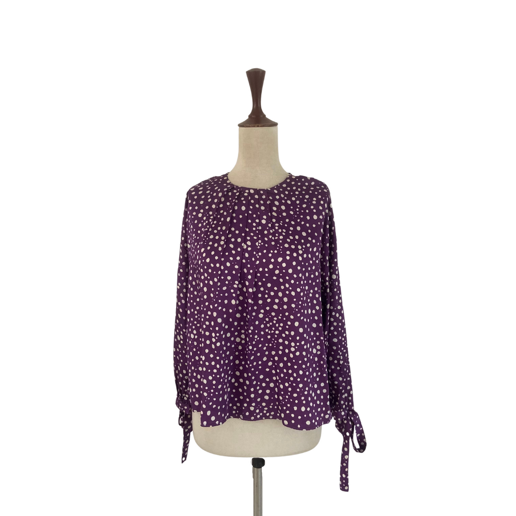 ZARA Purple and White Polka Dot Top | Gently Used |