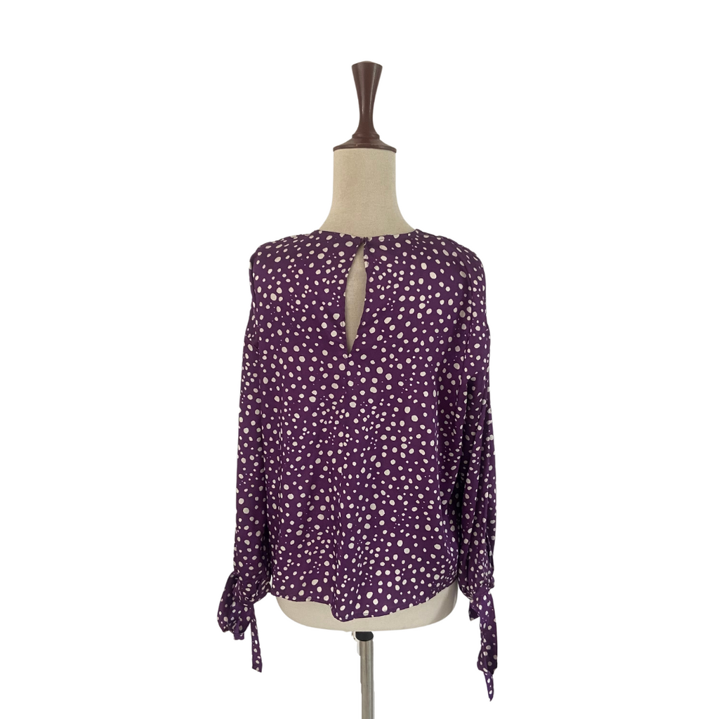 ZARA Purple and White Polka Dot Top | Gently Used |