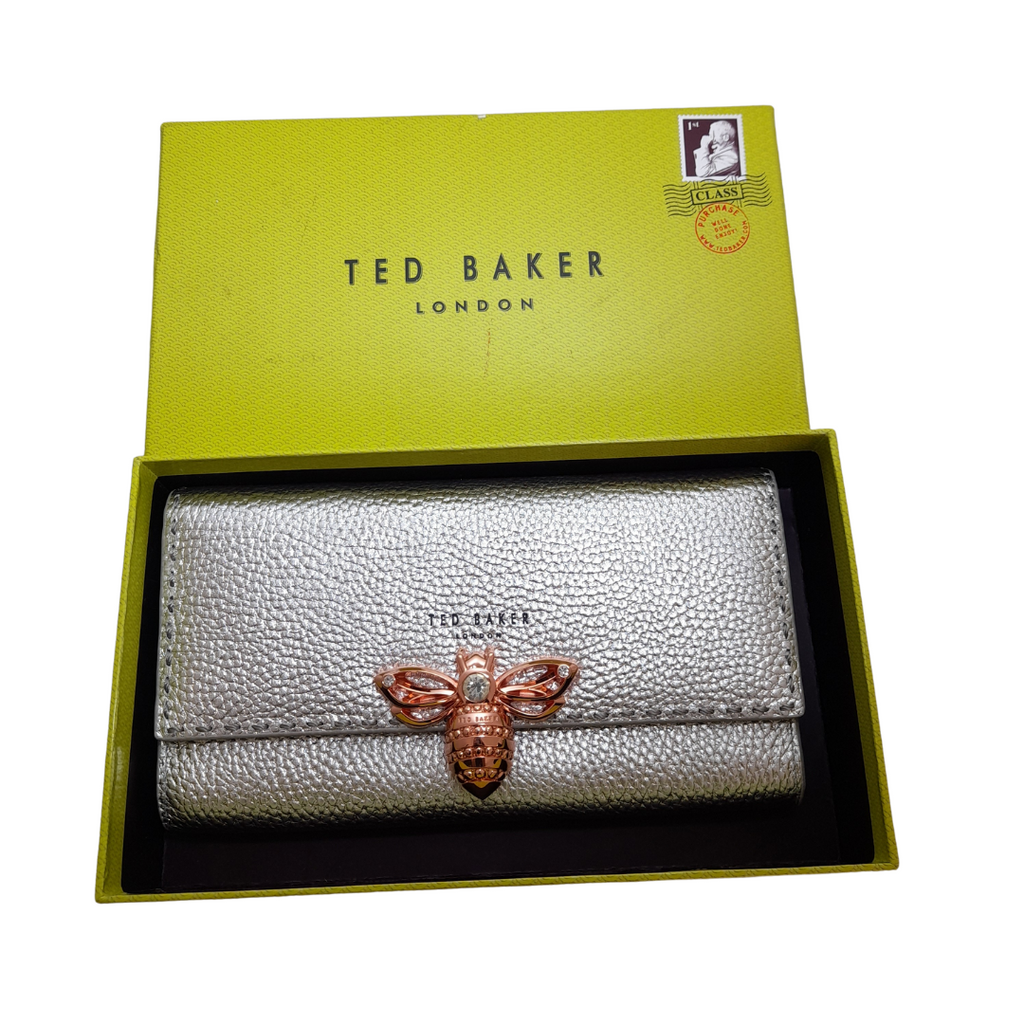 Ted Baker Silver Leather Bee Detail Wallet-On-Chain | Brand New |