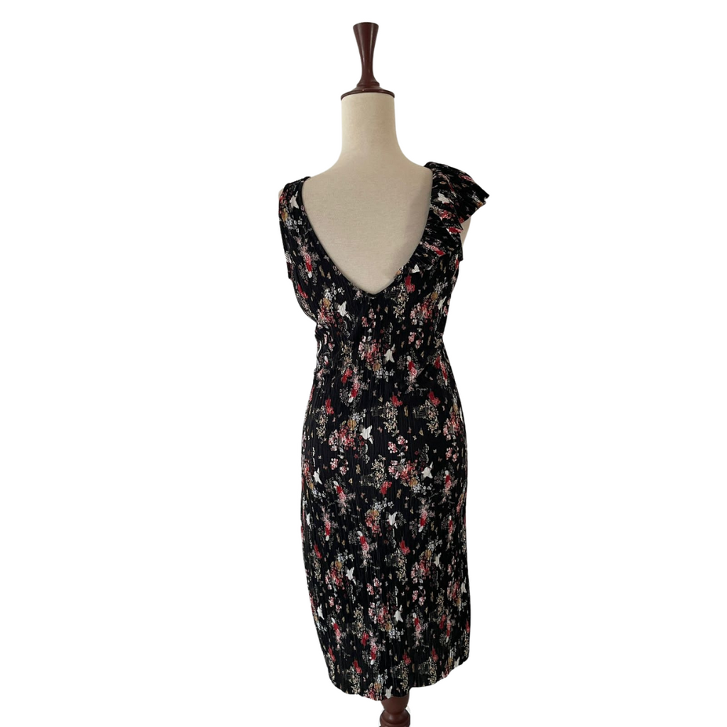 Mango Black Floral Printed Pleated Sleeveless Dress | Gently Used |