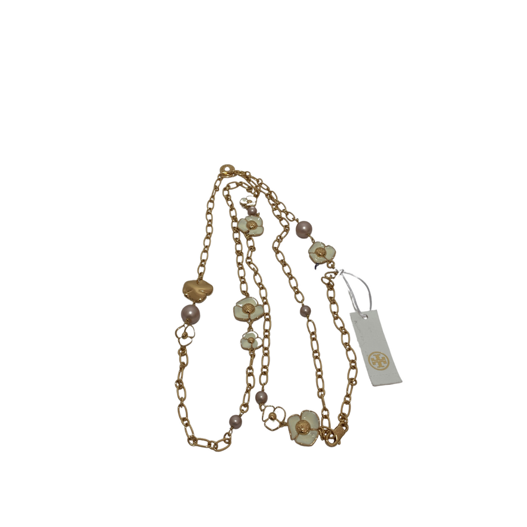 Tory Burch 'Fleur Rosary' Long Chain Necklace | Brand New |