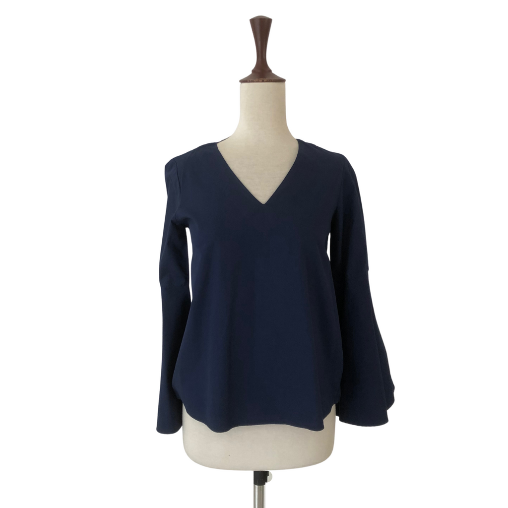 ZARA Navy Bell-sleeves Top | Gently Used |