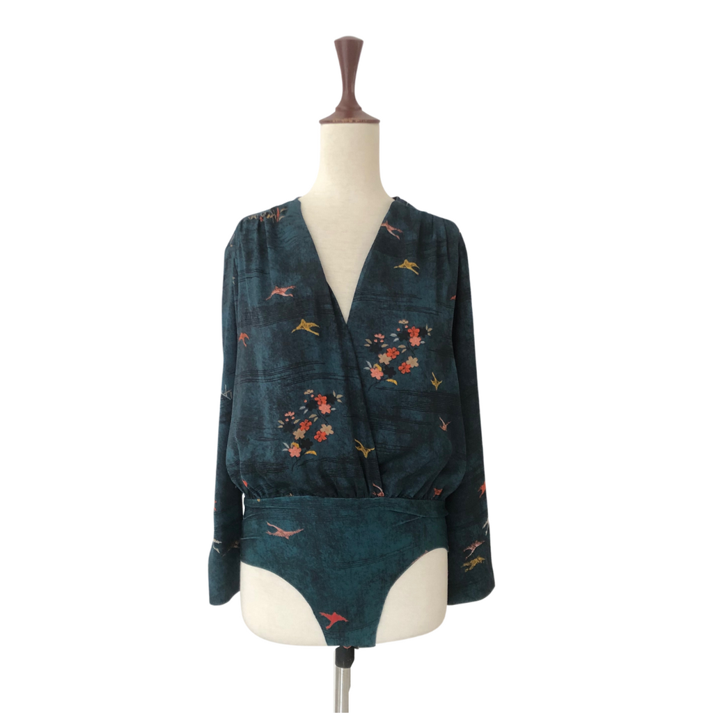 ZARA Green Printed Floral Bodysuit | Gently Used |