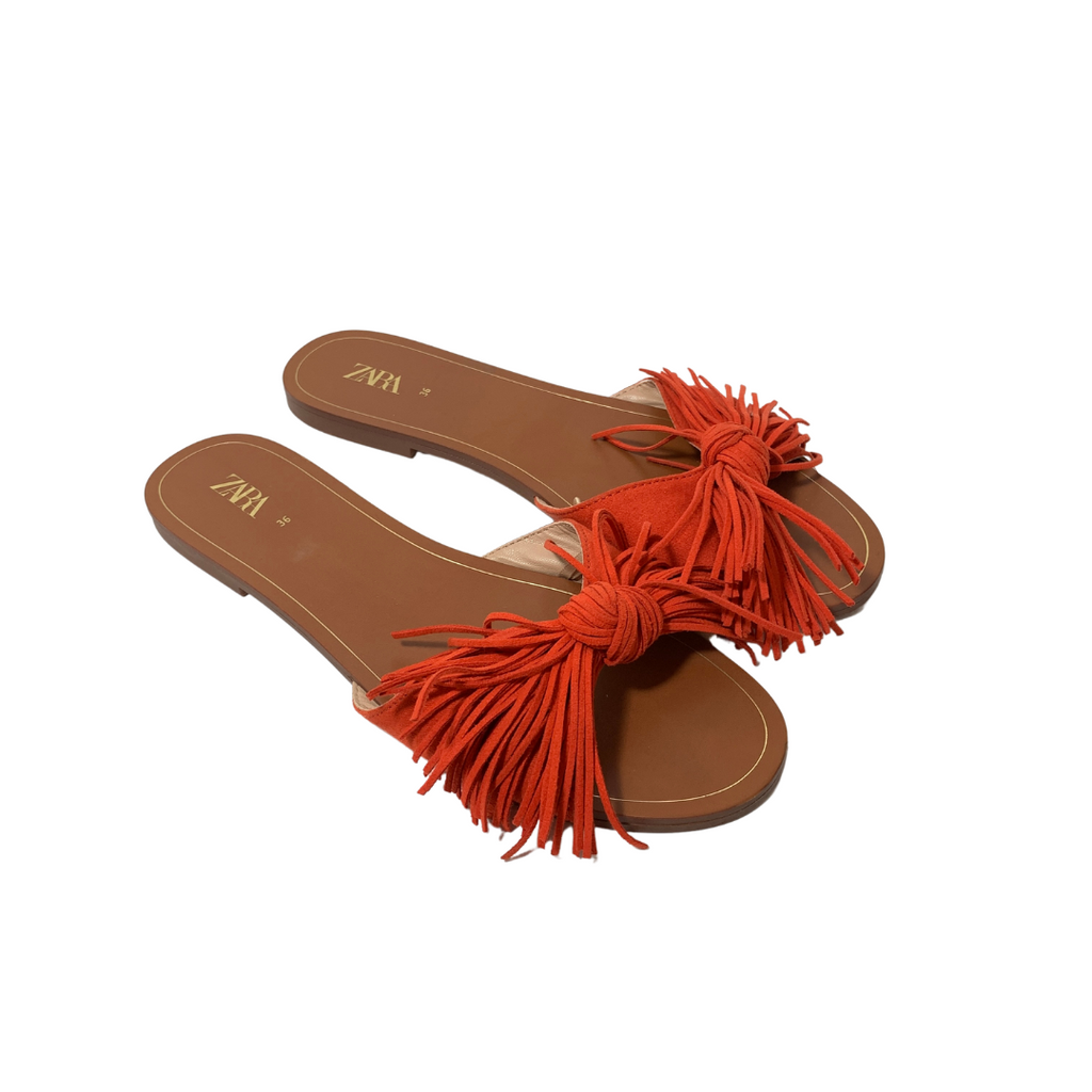 ZARA Orange Knot Fringe Slides | Gently Used |