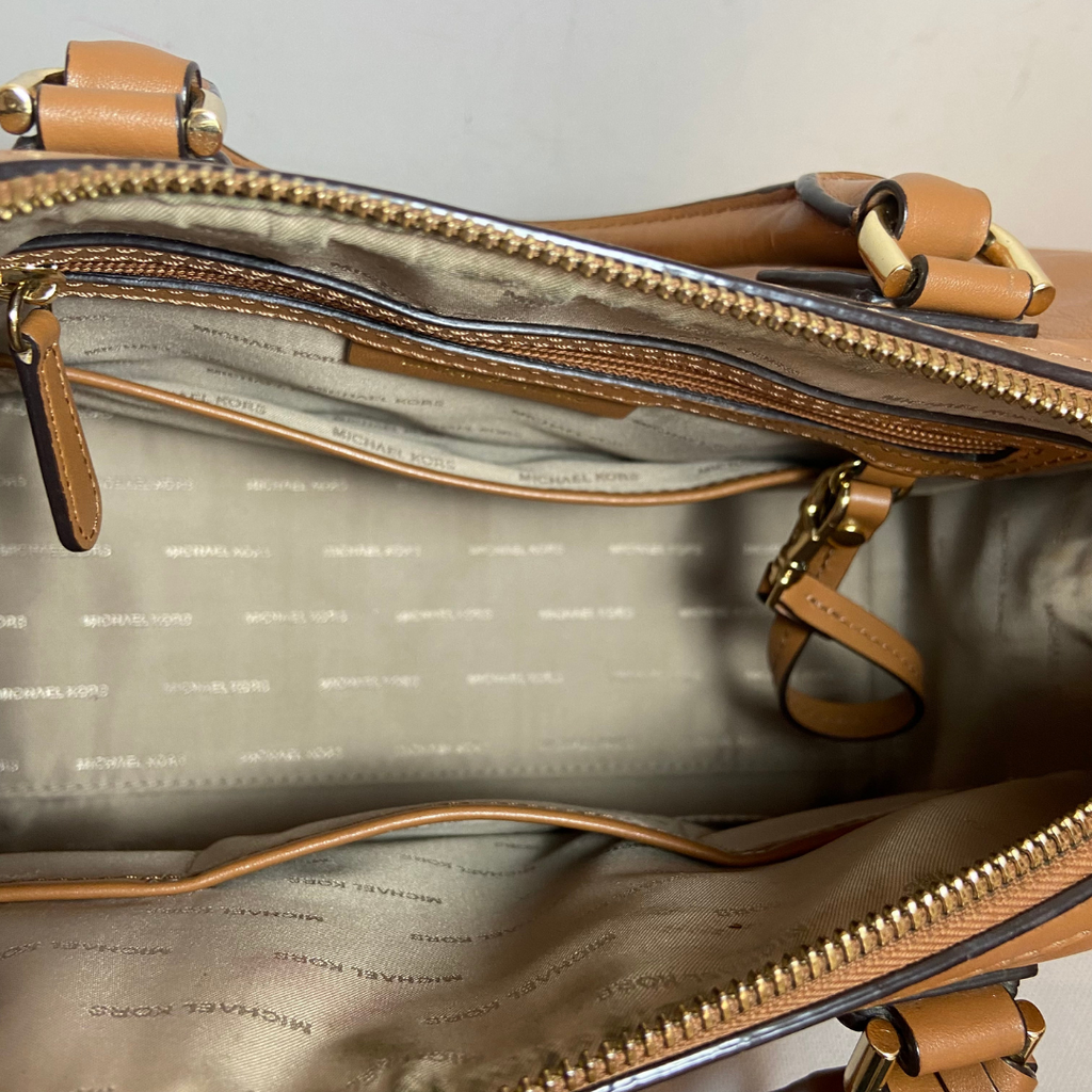 Michael Kors Tan and Orange 'Mercer' Dome Satchel | Pre Loved |
