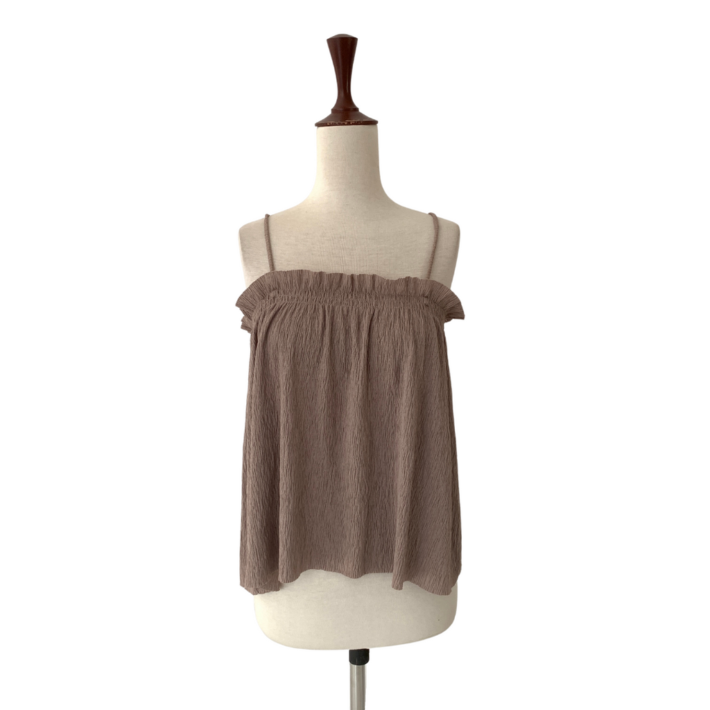 ZARA Beige Crinkle Sleeveless Top | Brand New |