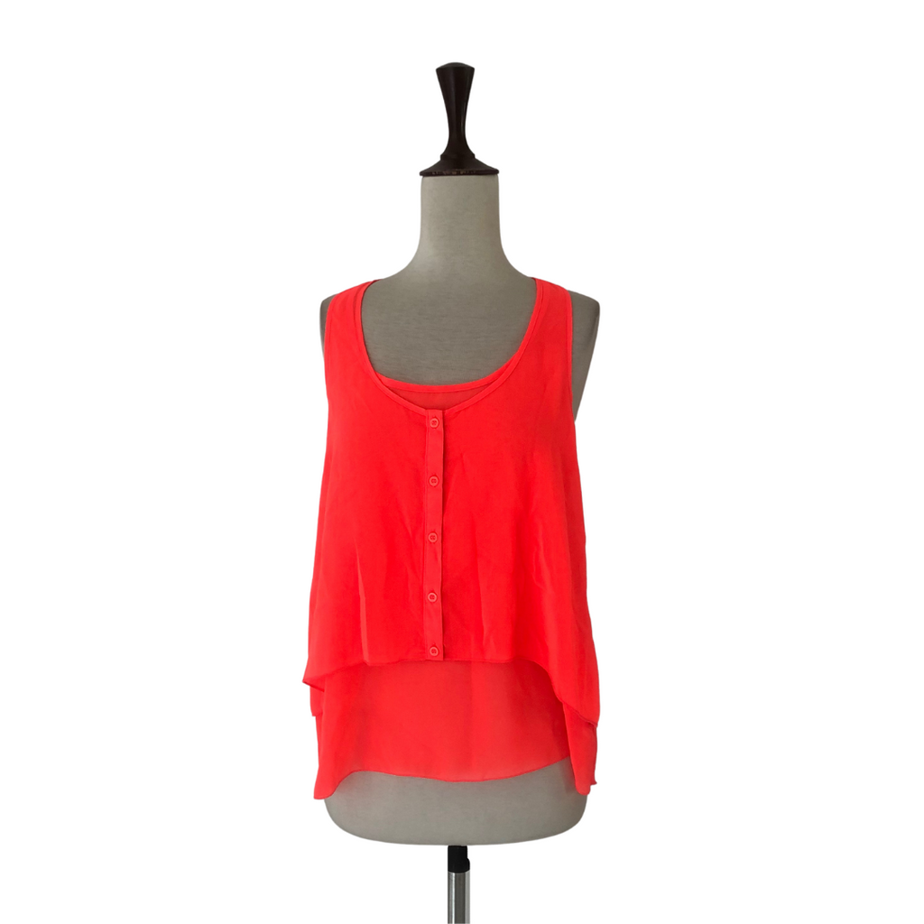 H&M Orange Neon Sheer Sleeveless Top | Gently Used |