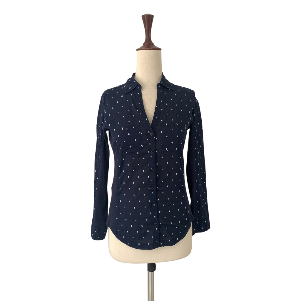 Mango Blue Embroidered Button-down Shirt | Brand New |