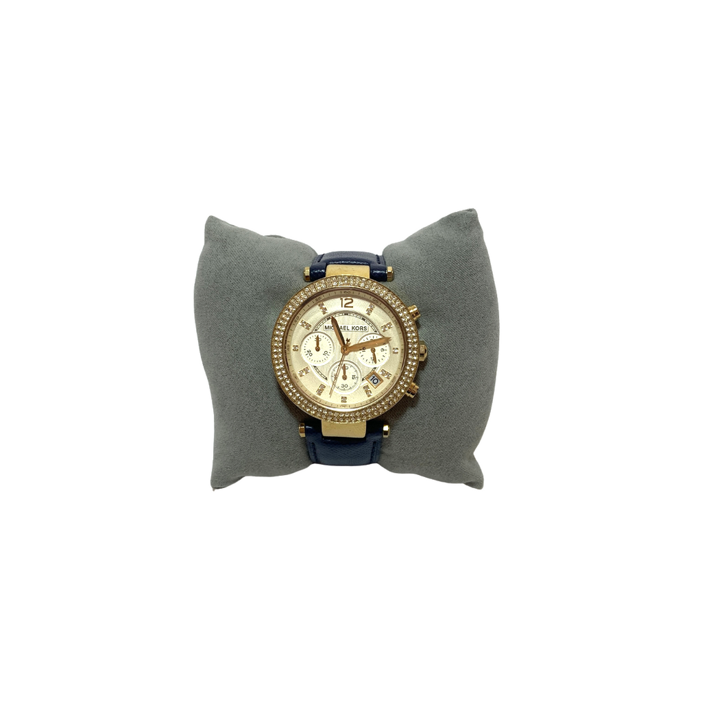 Michael Kors MK2280 'Parker' Blue Leather Strap Watch | Pre Loved |