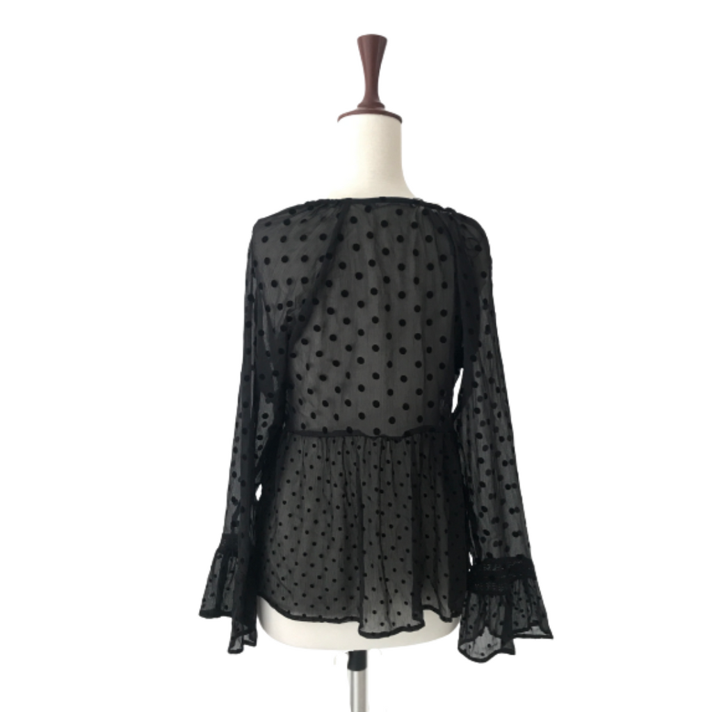 ZARA Black Sheer Polka Dot Blouse | Brand New |