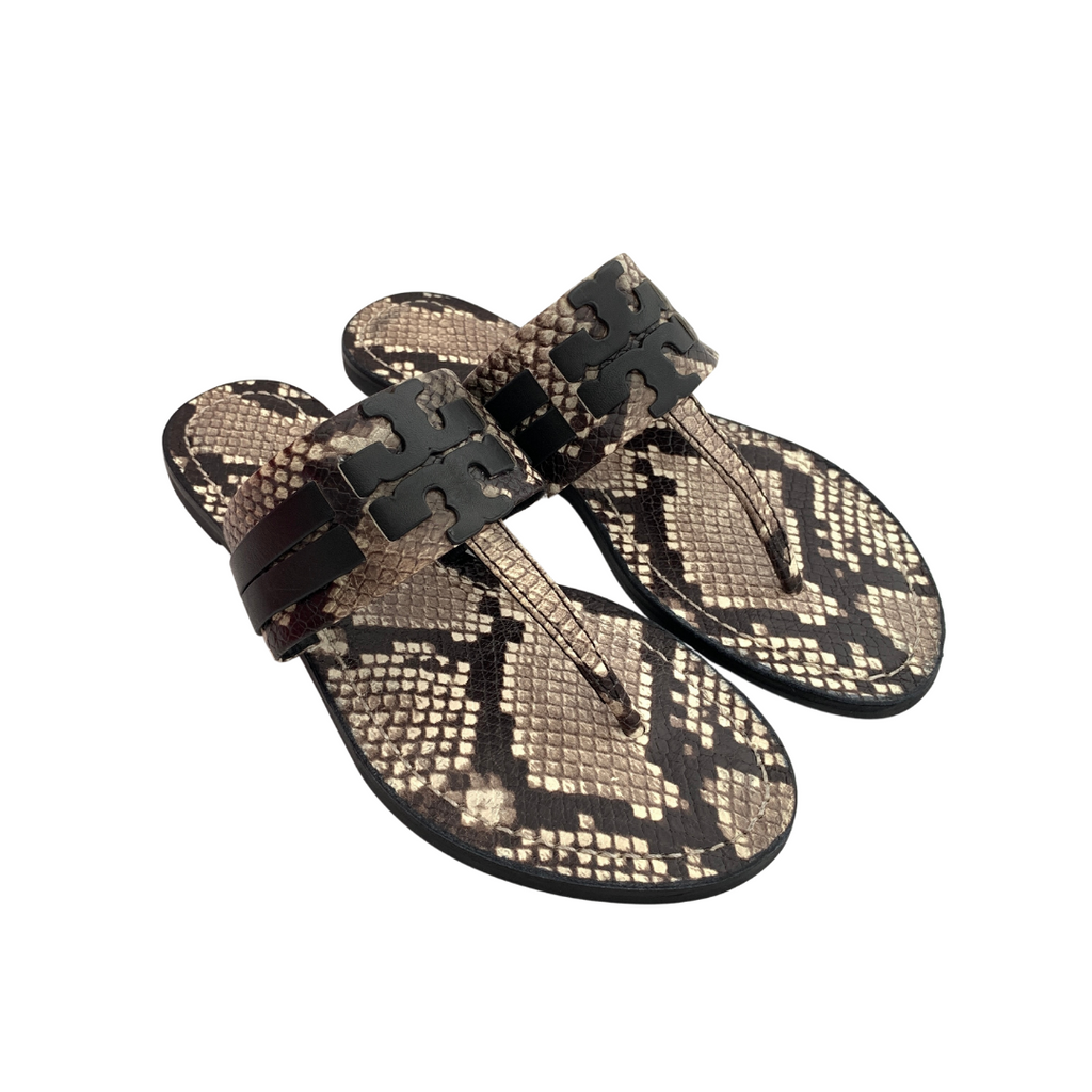 Tory Burch Snakeskin Leather 'Leigh' Thong Sandals | Brand New |