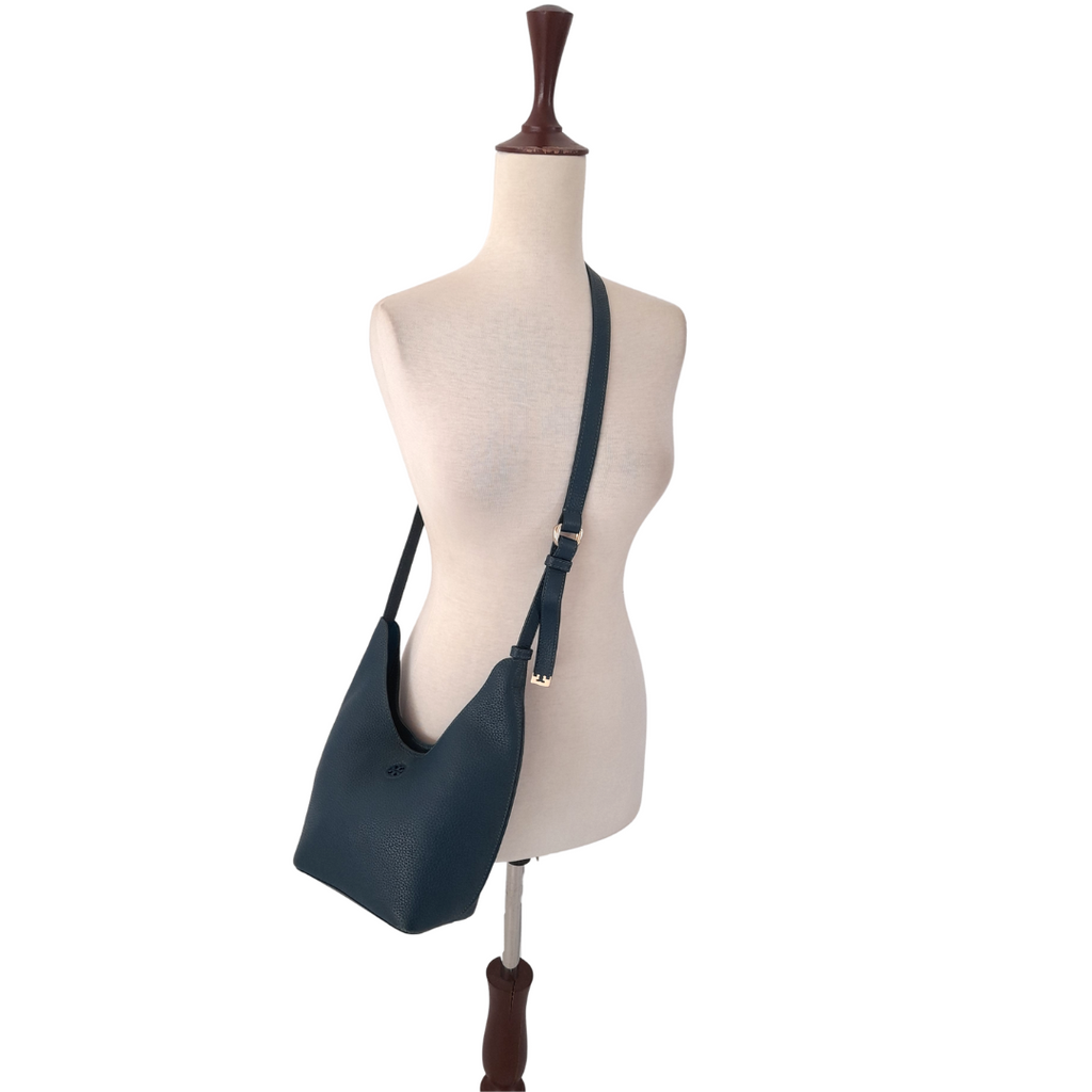 Tory Burch Teal Pebbled Leather Crossbody Bag | Pre Loved |