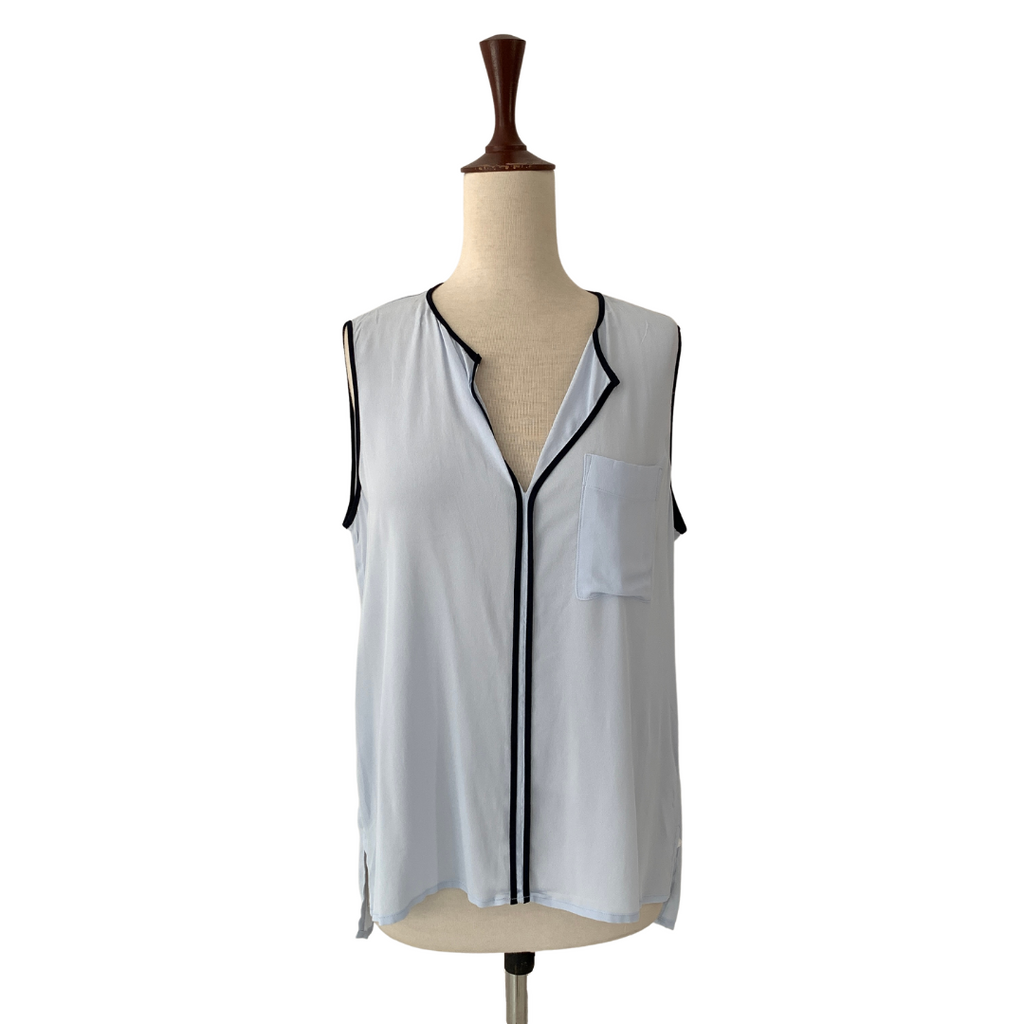 ZARA Light Blue Sheer Sleeveless Blouse | Brand New |