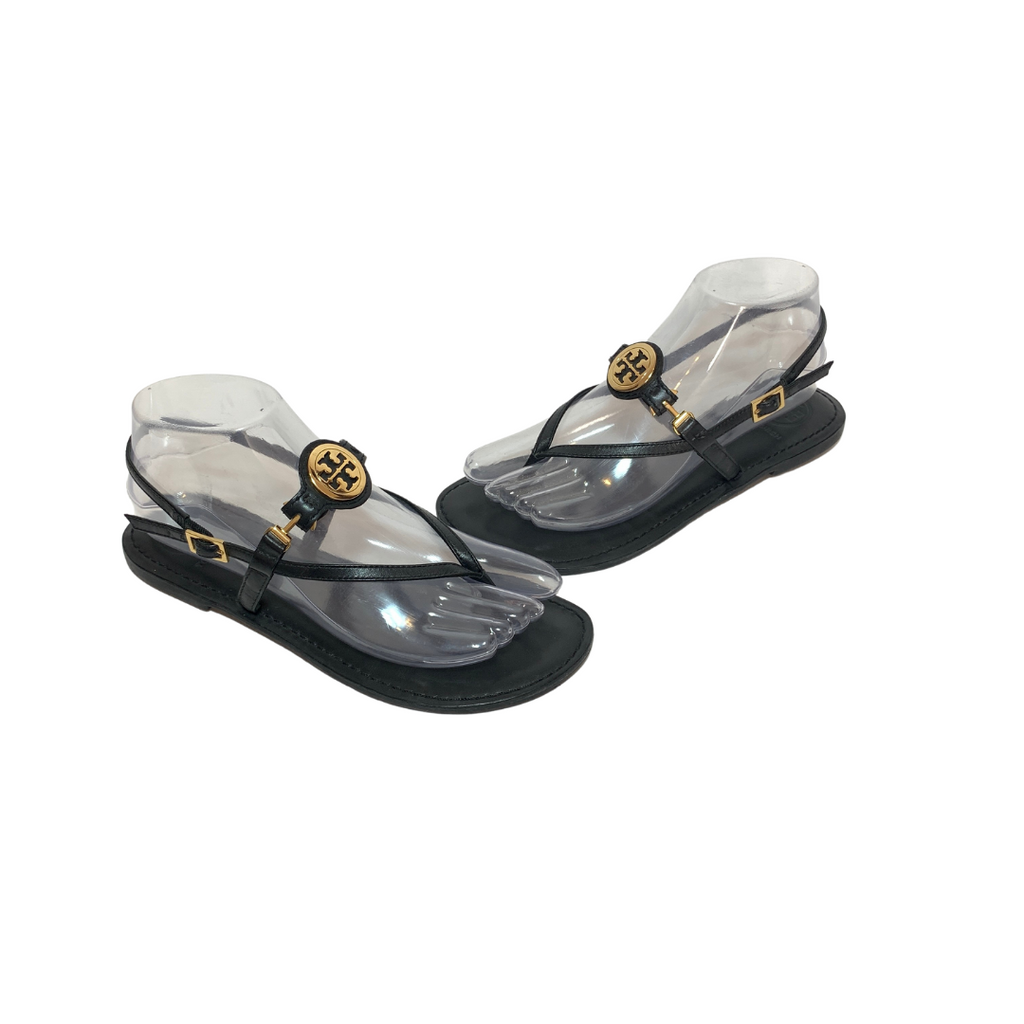 Tory Burch Black Leather 'Ali' Sandals | Pre Loved |