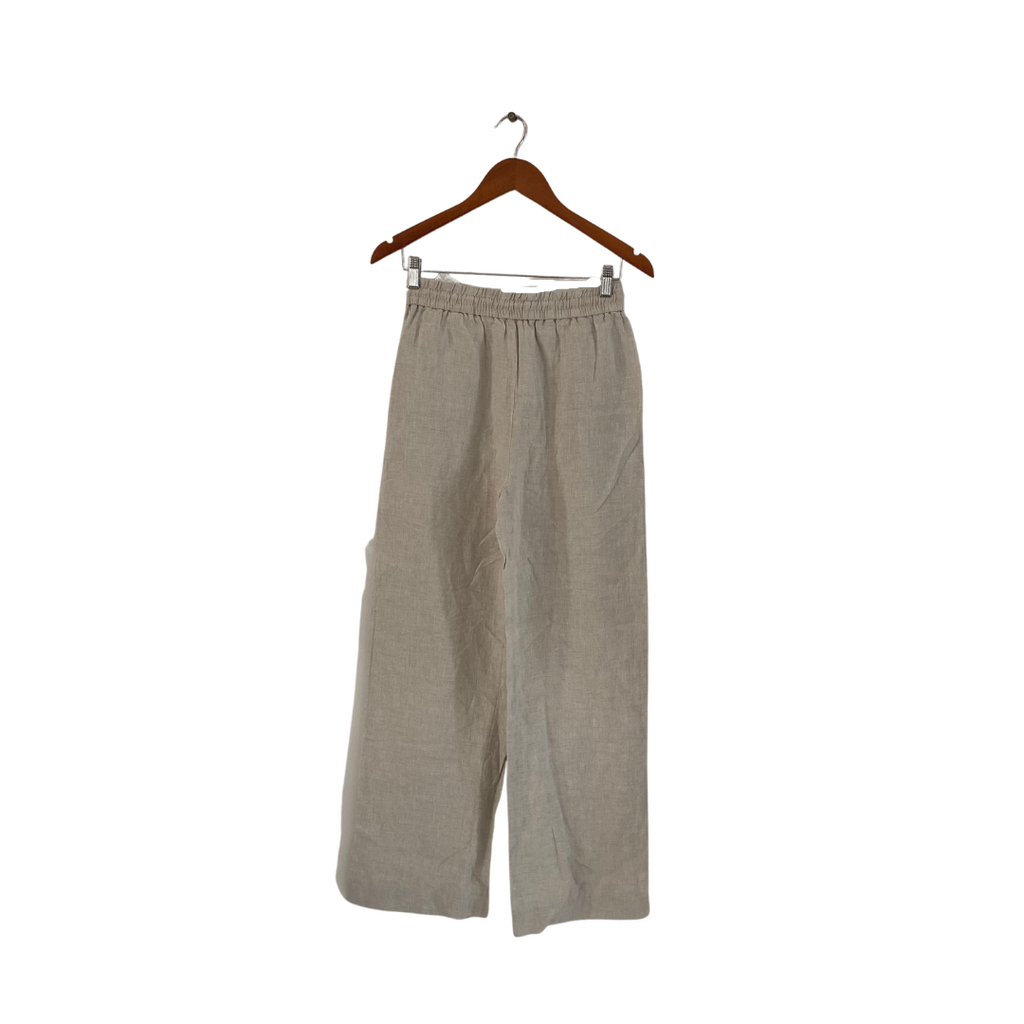 ZARA Beige Elastic Waist Linen Pants | Brand New |