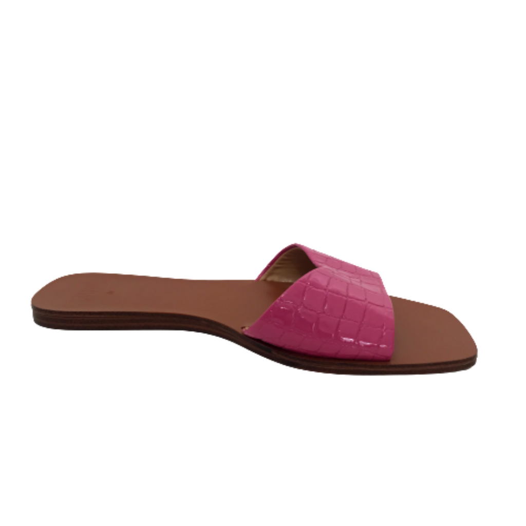 ZARA Pink Croc-print Slides | Gently Used |