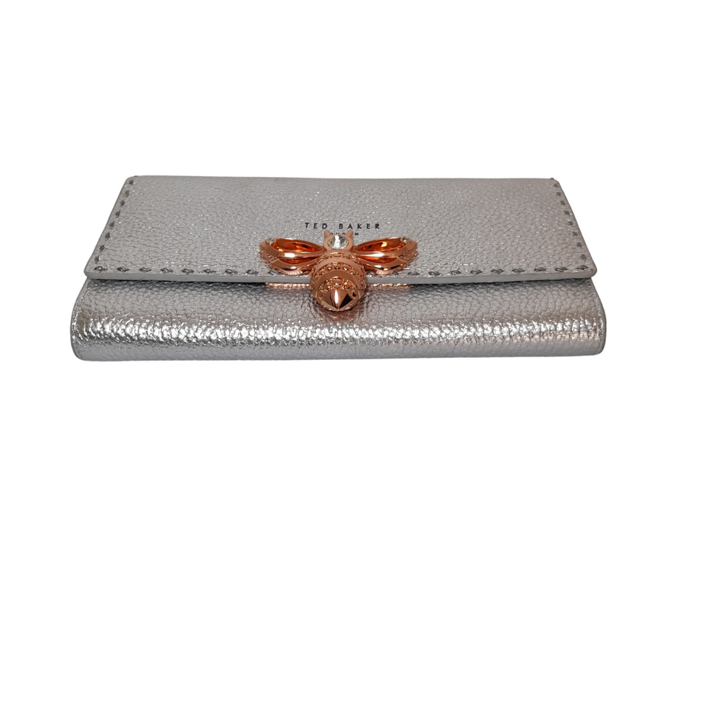 Ted Baker Silver Leather Bee Detail Wallet-On-Chain | Brand New |