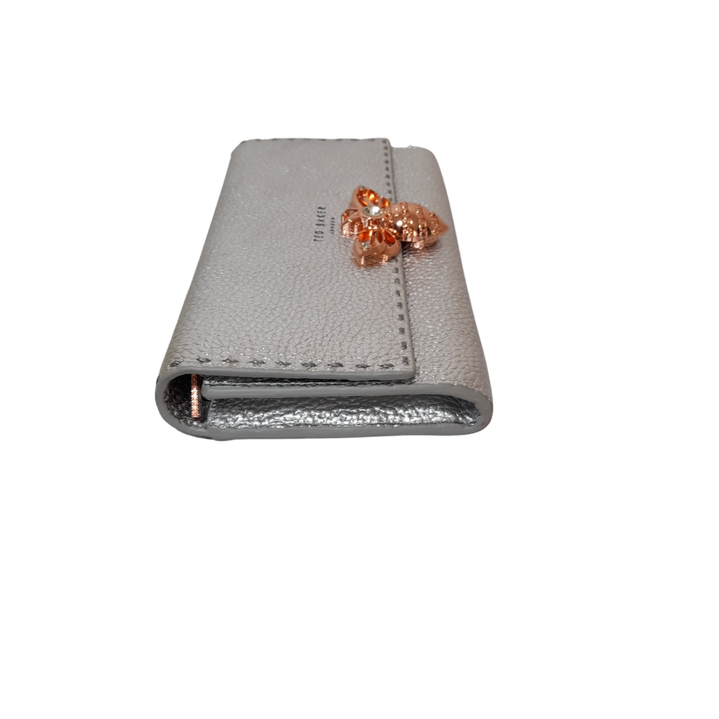 Ted Baker Silver Leather Bee Detail Wallet-On-Chain | Brand New |