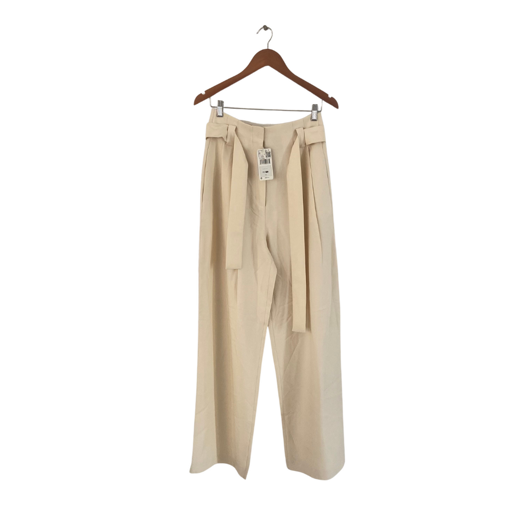 Mango Off-white Wide-leg Belted Pants | Brand New |