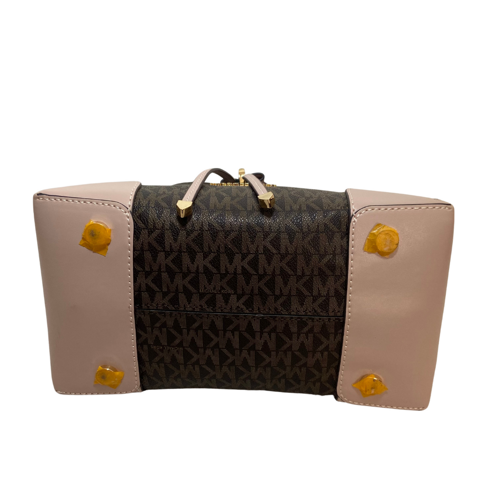 Michael Kors Brown Monogram and Pink Leather Bucket Bag | Like New |