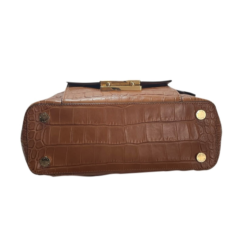 Michael Kors Tan Leather Croc Print Satchel | Pre Loved |