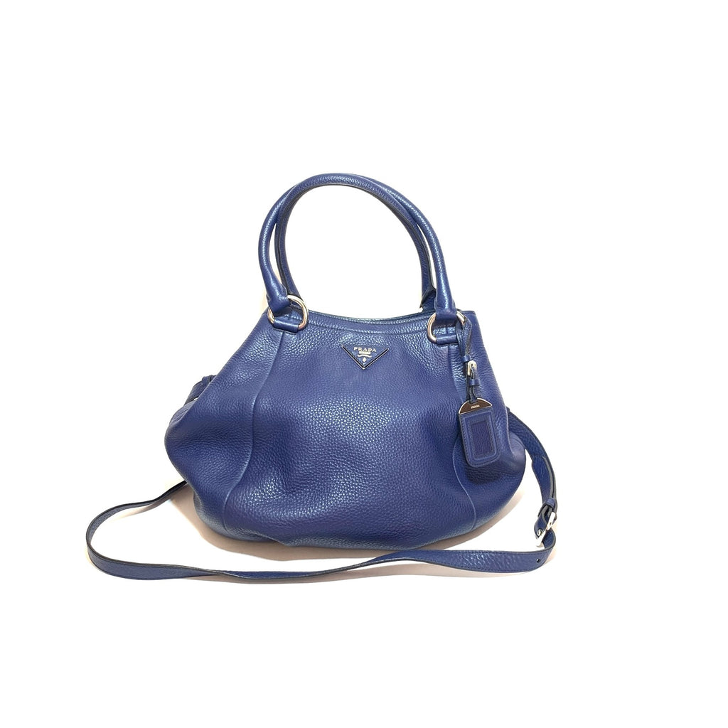Prada Blue Pebbled Leather Satchel | Gently Used |