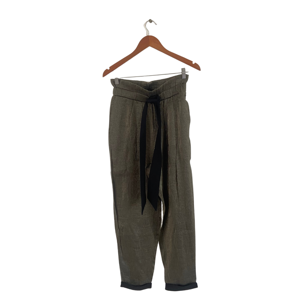 ZARA Bronze Cuffed Pants with Waist Tie | Gently Used |
