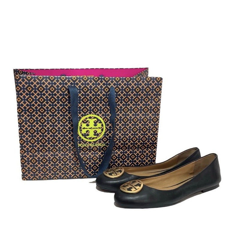 Tory Burch Black Leather 'Benton' Ballet Flats | Gently Used |