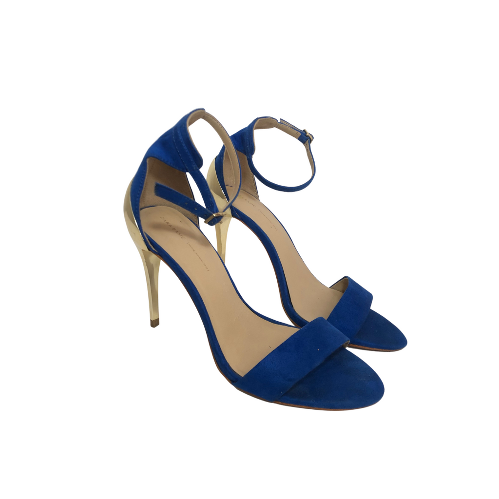 ZARA Cobalt Blue & Gold Heels | Pre Loved |