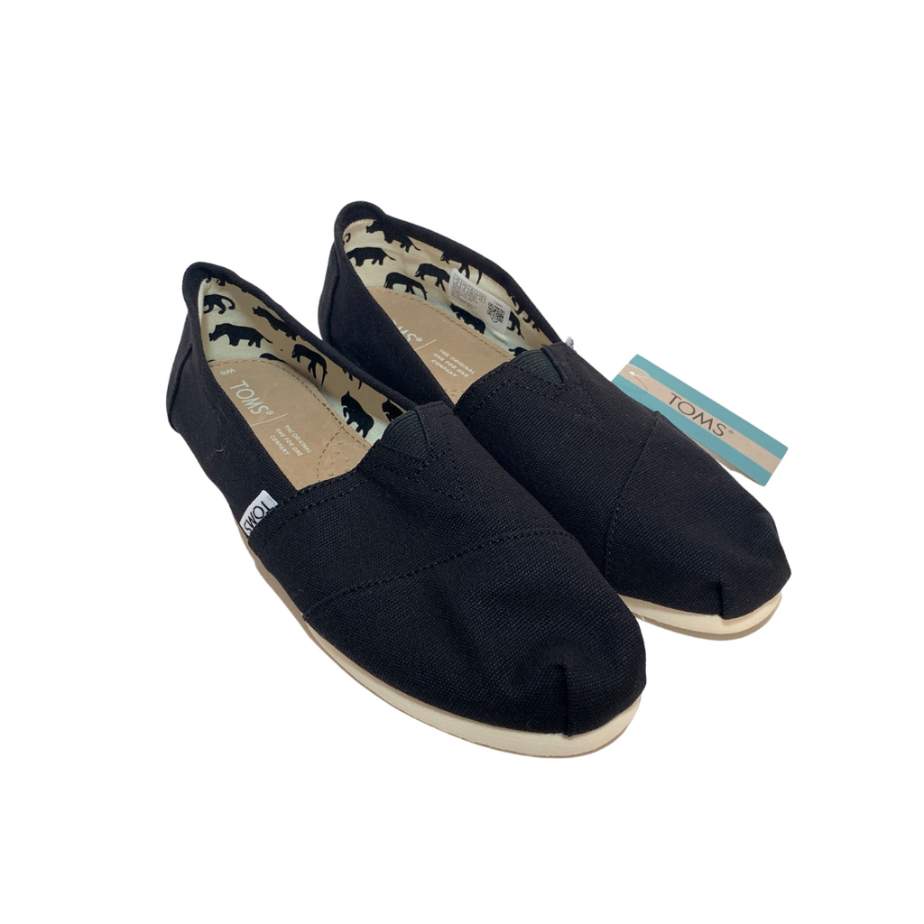 TOMS Women's Black & White Canvas Shoes | Brand New |