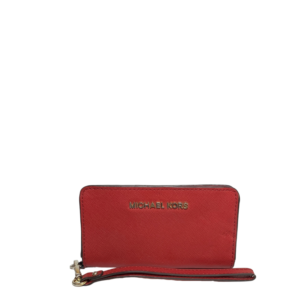 Michael Kors Red Leather Wristlet Wallet | Pre Loved |
